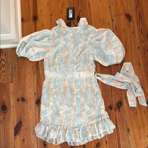 Pretty little thing (PLT) high neck Puff Sleeve Ruffle Dress